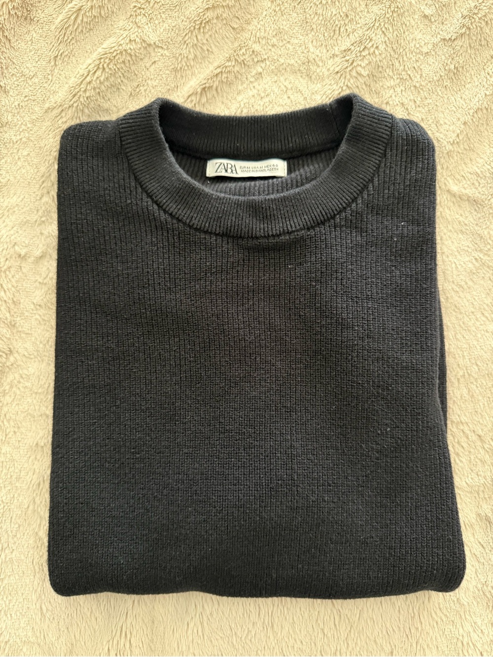 Zara Men's Black Crewneck Knit Sweater